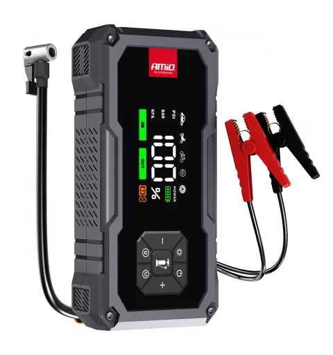 Nešiojamas 4in1 paleidimo įrenginys/LED/oro kompresorius/išorinė baterija 12V 7,2Ah 600A PRO AMIO-04674