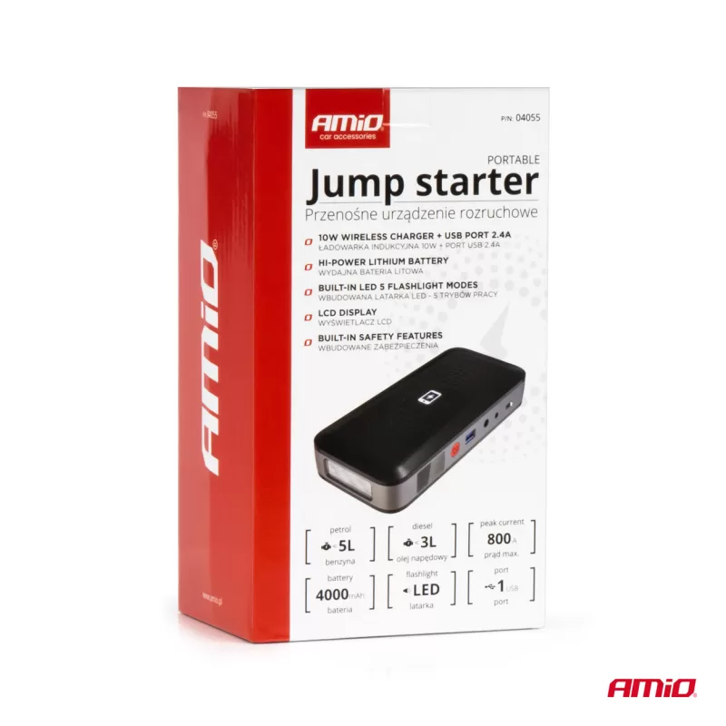 Nešiojamas paleidimo įrenginys / išorinė baterija 12V 12Ah 800A AMIO-04055