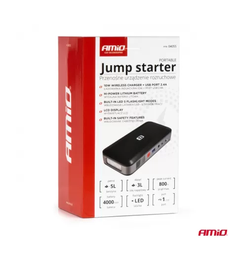 Nešiojamas paleidimo įrenginys / išorinė baterija 12V 12Ah 800A AMIO-04055
