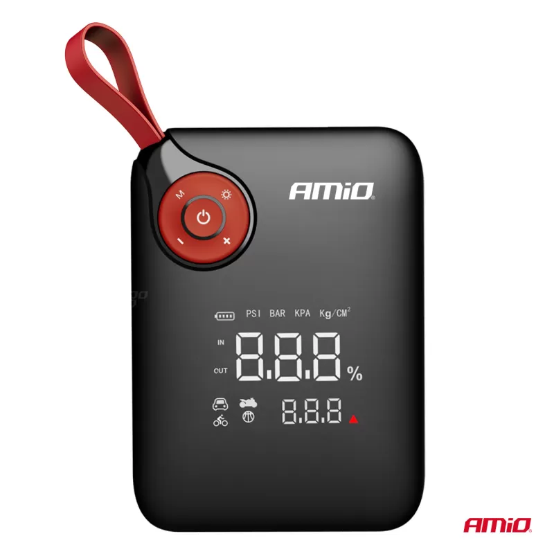 Nešiojamas mini 4in1 paleidimo įrenginys/LED/oro kompresorius/išorinė baterija 12V 7,2Ah 600A PRO AMIO-04675