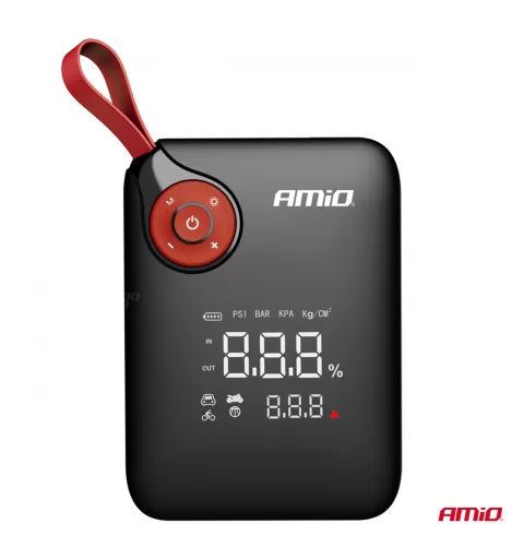 Nešiojamas mini 4in1 paleidimo įrenginys/LED/oro kompresorius/išorinė baterija 12V 7,2Ah 600A PRO AMIO-04675