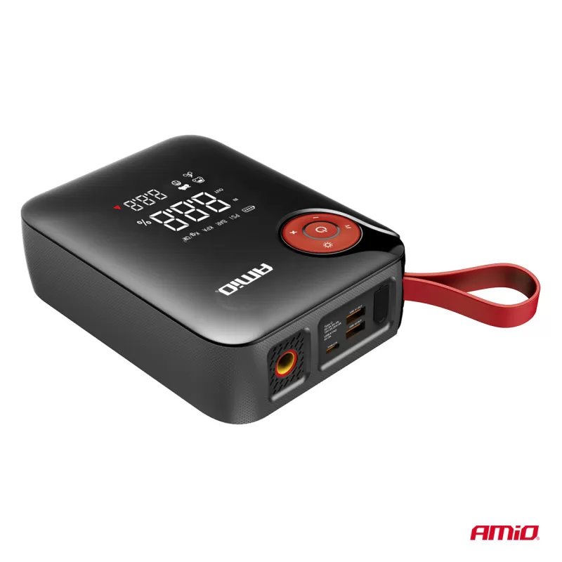 Nešiojamas mini 4in1 paleidimo įrenginys/LED/oro kompresorius/išorinė baterija 12V 7,2Ah 600A PRO AMIO-04675