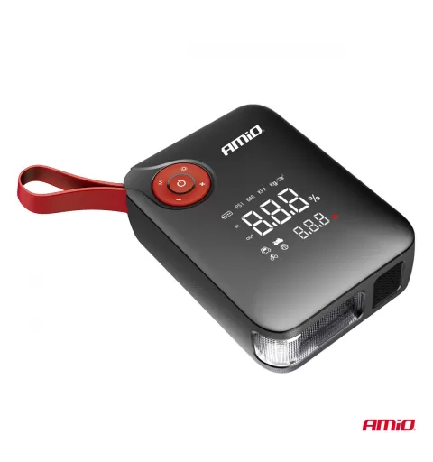 Nešiojamas mini 4in1 paleidimo įrenginys/LED/oro kompresorius/išorinė baterija 12V 7,2Ah 600A PRO AMIO-04675
