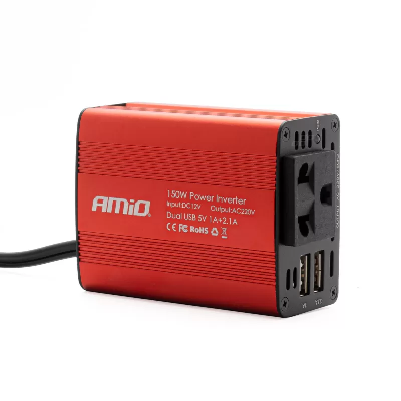 Įtampos keitiklis AMiO 12V/230V 150W/300W 2xUSB PI01