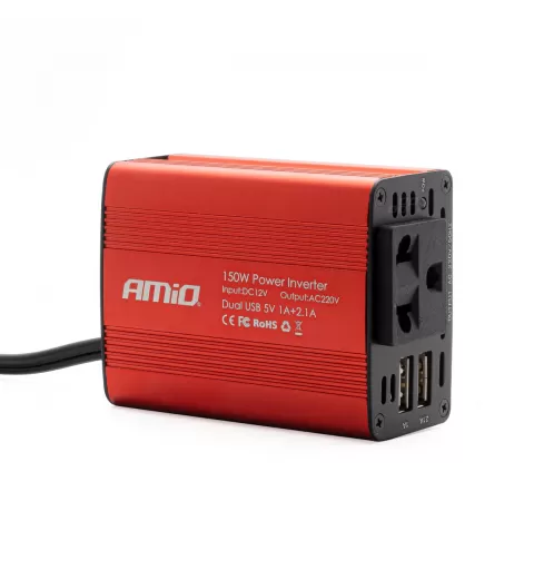 Įtampos keitiklis AMiO 12V/230V 150W/300W 2xUSB PI01