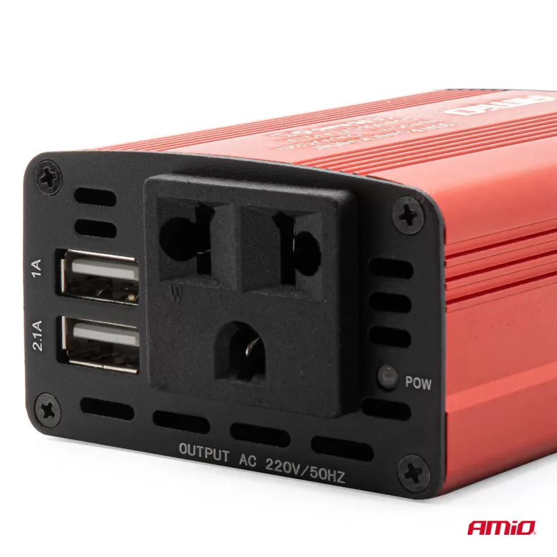 Įtampos keitiklis AMiO 12V/230V 150W/300W 2xUSB PI01