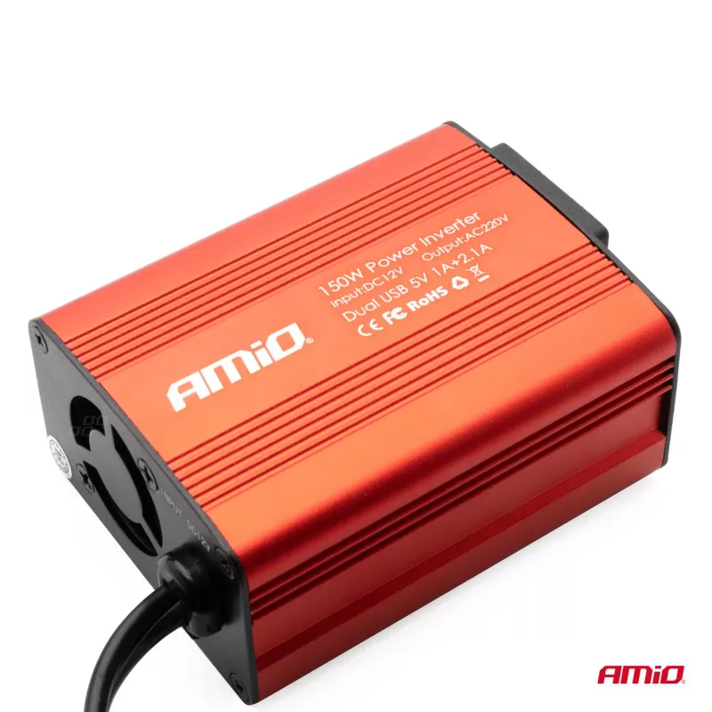 Įtampos keitiklis AMiO 12V/230V 150W/300W 2xUSB PI01