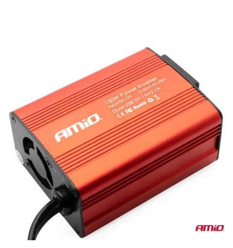 Įtampos keitiklis AMiO 12V/230V 150W/300W 2xUSB PI01