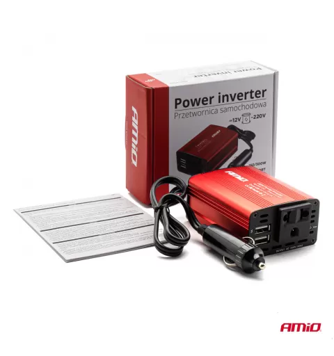 Įtampos keitiklis AMiO 12V/230V 150W/300W 2xUSB PI01