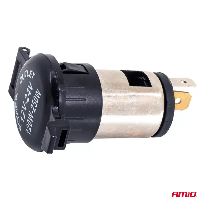 Maitinimo lizdas su dangteliu 250W 12V 24V AMIO-04434