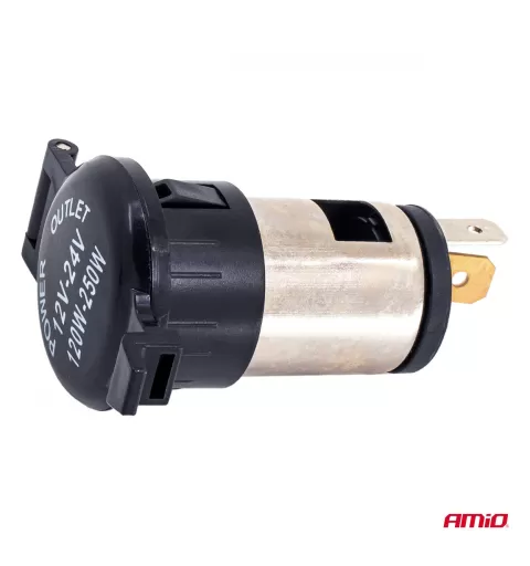 Maitinimo lizdas su dangteliu 250W 12V 24V AMIO-04434