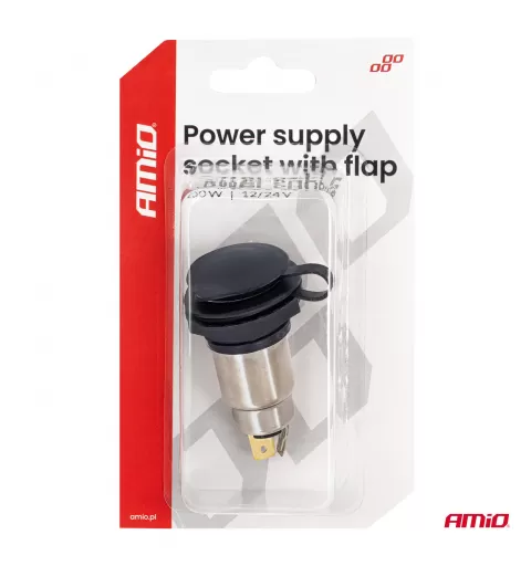 Maitinimo lizdas su dangteliu 250W 12V 24V AMIO-04462
