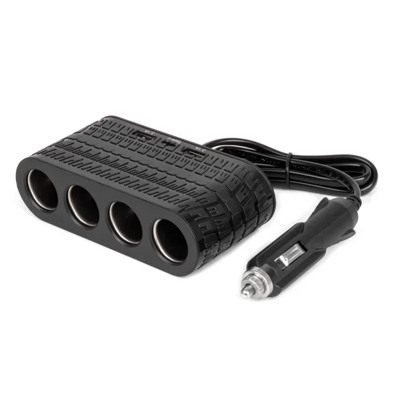 Keturvietis prailgintuvo lizdo įkroviklis 2x USB A 1x USB C 12/24V 120W 80cm AMIO-04367