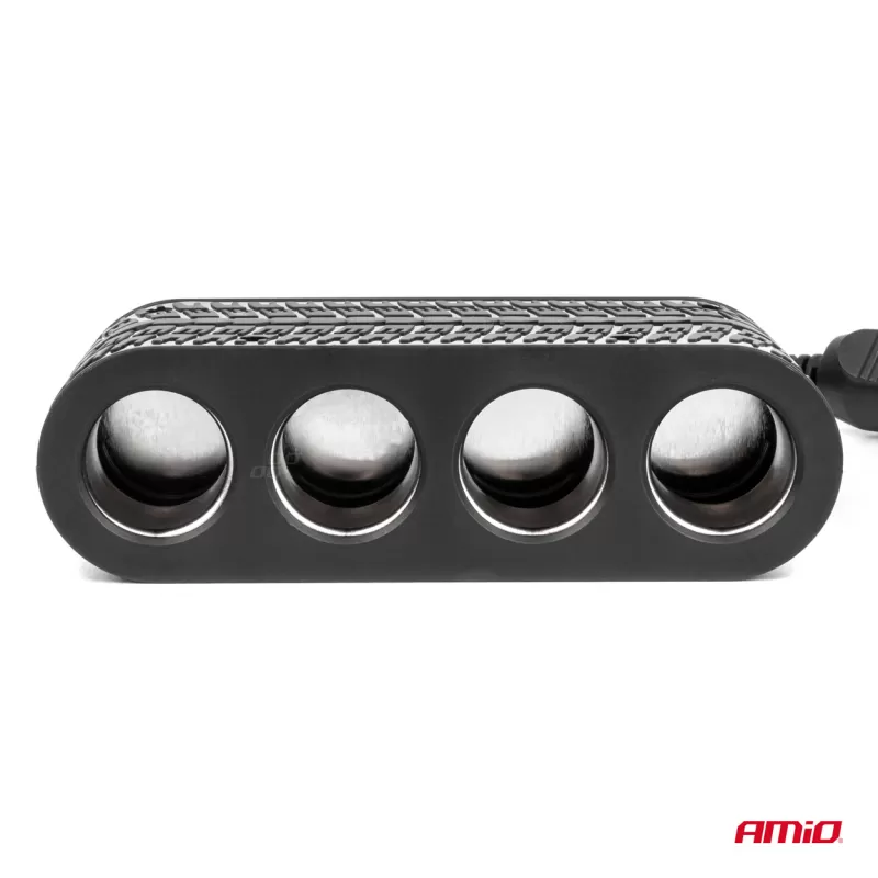 Keturvietis prailgintuvo lizdo įkroviklis 2x USB A 1x USB C 12/24V 120W 80cm AMIO-04367