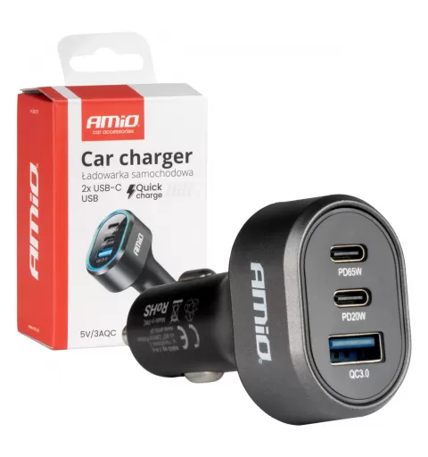 Greitas automobilinis įkroviklis 3.0 PD65W PD20W AMIO-04177