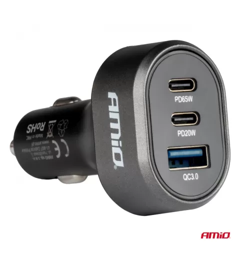 Greitas automobilinis įkroviklis 3.0 PD65W PD20W AMIO-04177
