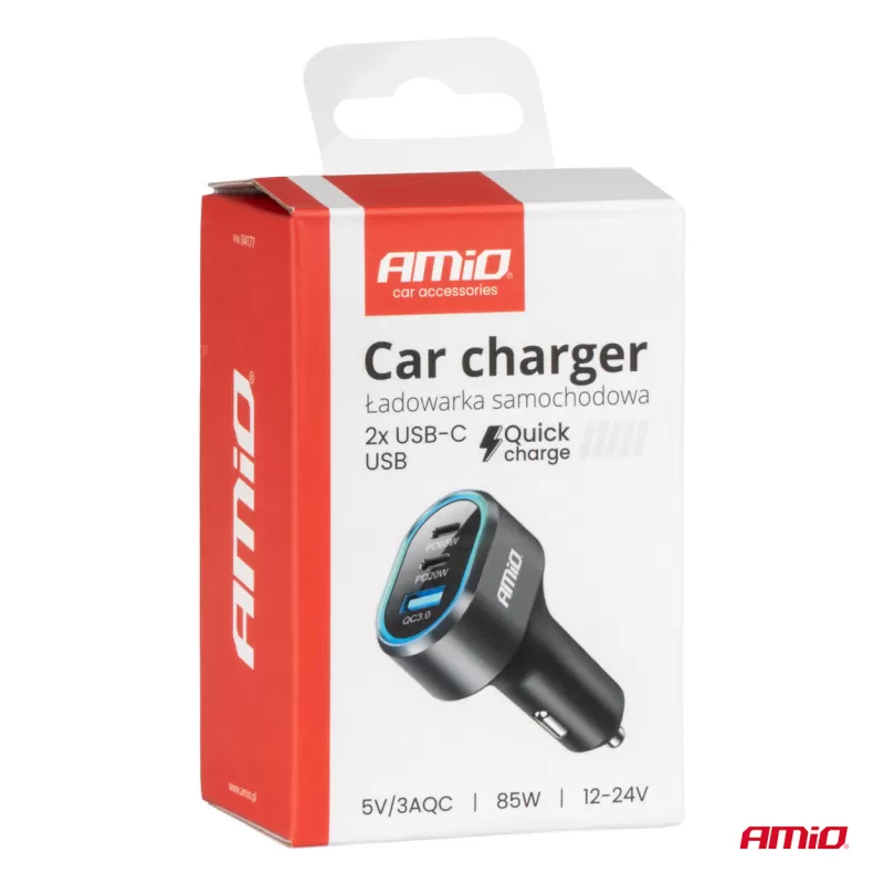 Greitas automobilinis įkroviklis 3.0 PD65W PD20W AMIO-04177