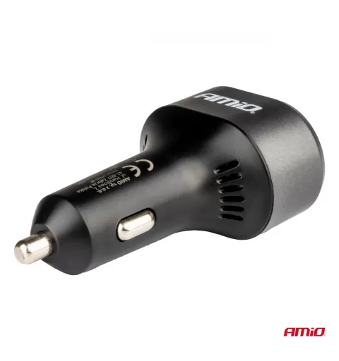 Greitas automobilinis įkroviklis su įtampos LED ekranu 3.0 PD30W AMIO-04178