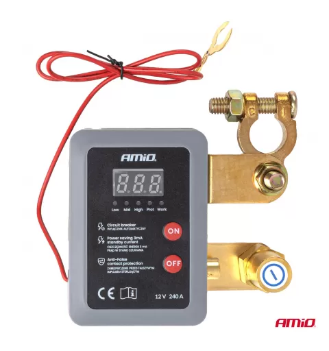 Nuotolinis akumuliatoriaus atjungimo jungiklis 12V 240A (BATT) AMIO-04832