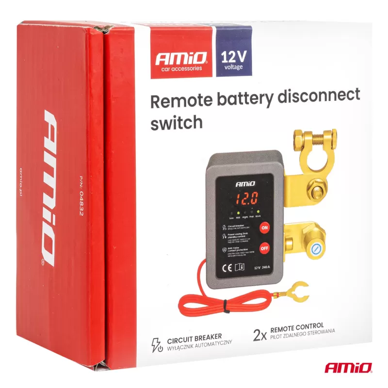 Nuotolinis akumuliatoriaus atjungimo jungiklis 12V 240A (BATT) AMIO-04832