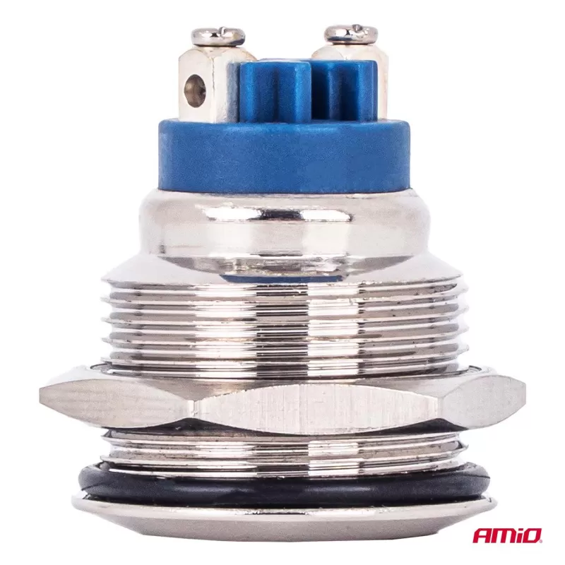 Apvalus plieninis jungiklis ON/OFF 19mm 5A 12/230V AMIO-04474
