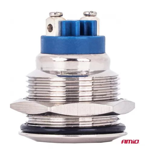Apvalus plieninis jungiklis ON/OFF 19mm 5A 12/230V AMIO-04474