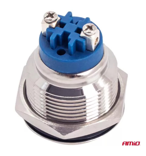 Apvalus plieninis jungiklis ON/OFF 19mm 5A 12/230V AMIO-04474