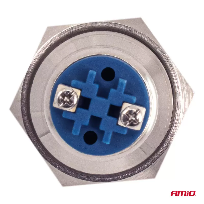Apvalus plieninis jungiklis ON/OFF 19mm 5A 12/230V AMIO-04474
