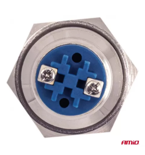 Apvalus plieninis jungiklis ON/OFF 19mm 5A 12/230V AMIO-04474