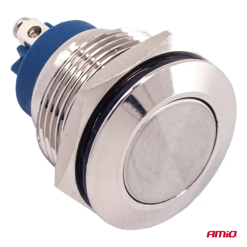 Apvalus plieninis jungiklis ON/OFF 19mm 5A 12/230V AMIO-04474