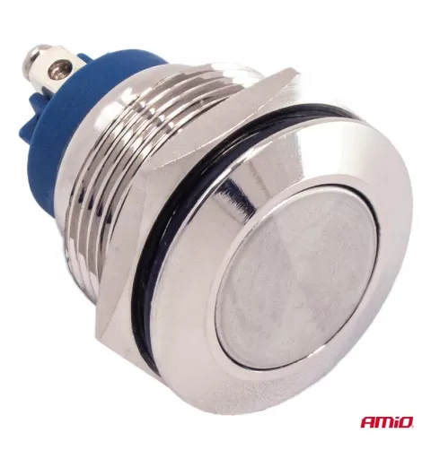 Apvalus plieninis jungiklis ON/OFF 19mm 5A 12/230V AMIO-04474