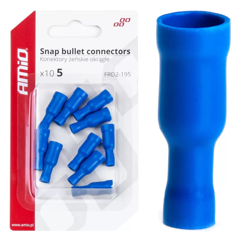 Cilindrinės kulkos formos jungtys 5mm 1,5-2,5mm² 15A, 10 vnt.