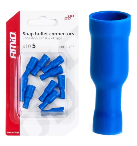 Cilindrinės kulkos formos jungtys 5mm 1,5-2,5mm² 15A, 10 vnt.