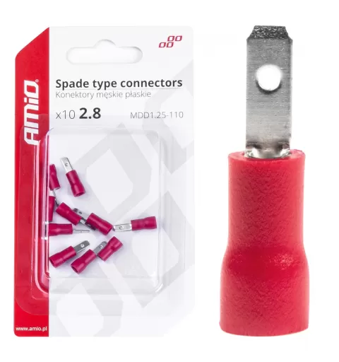 Plokščio tipo gnybtai 2,8mm 0,5-1,5mm² 10A, 10 vnt.