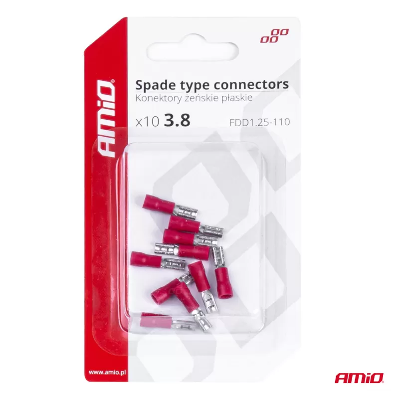 Plokščio tipo gnybtai 3,8mm 0,5-1,5mm² 10A, 10 vnt.