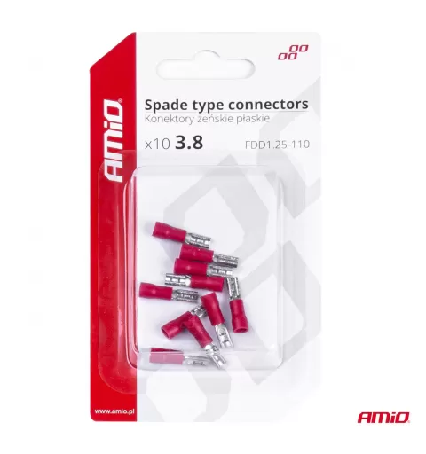 Plokščio tipo gnybtai 3,8mm 0,5-1,5mm² 10A, 10 vnt.