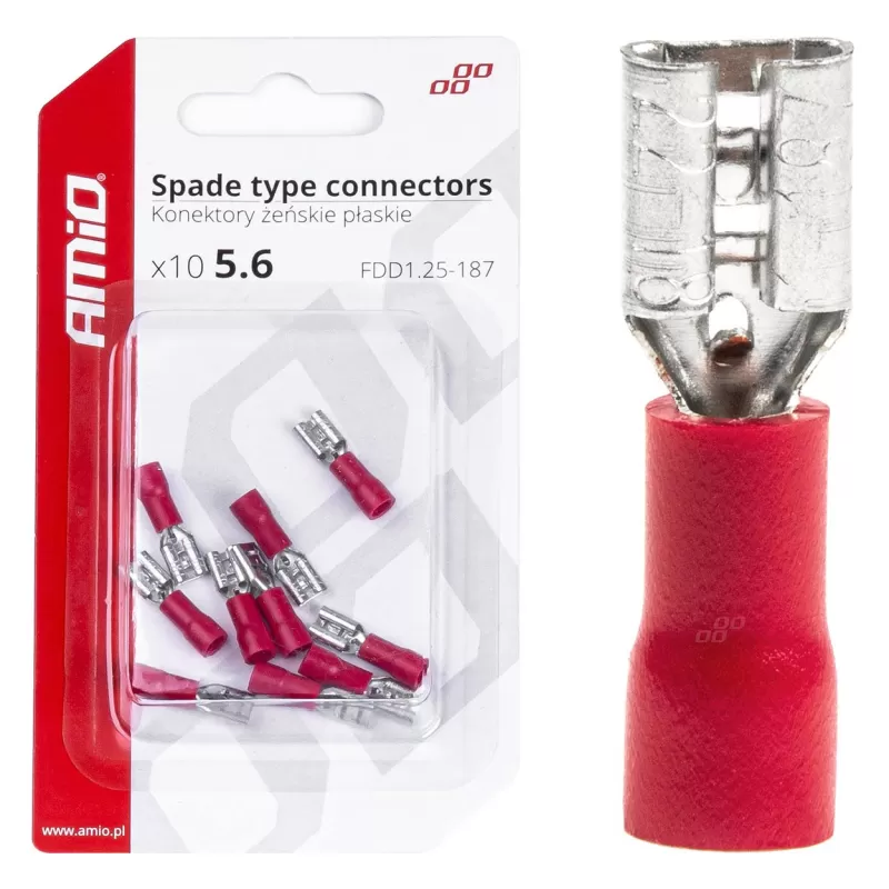 Plokščio tipo gnybtai 5,6mm 0,5-1,5mm² 10A, 10 vnt.