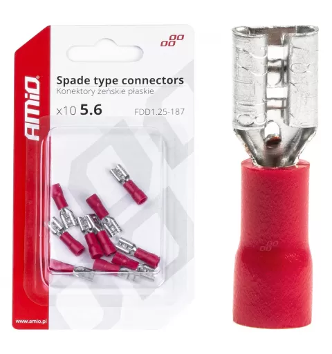 Plokščio tipo gnybtai 5,6mm 0,5-1,5mm² 10A, 10 vnt.