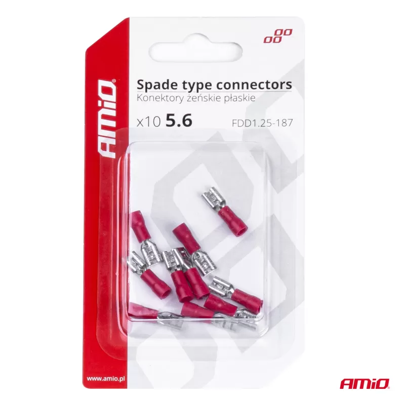 Plokščio tipo gnybtai 5,6mm 0,5-1,5mm² 10A, 10 vnt.