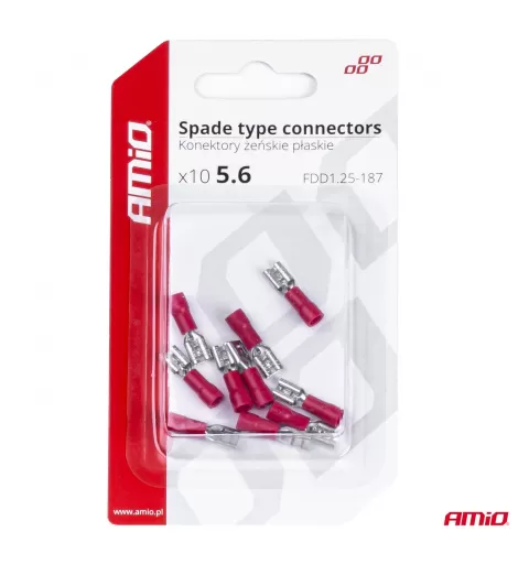 Plokščio tipo gnybtai 5,6mm 0,5-1,5mm² 10A, 10 vnt.