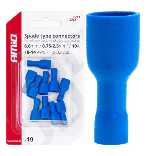 Plokščio tipo gnybtai 6,6mm 0,75-2,5mm² 15A, 10 vnt.