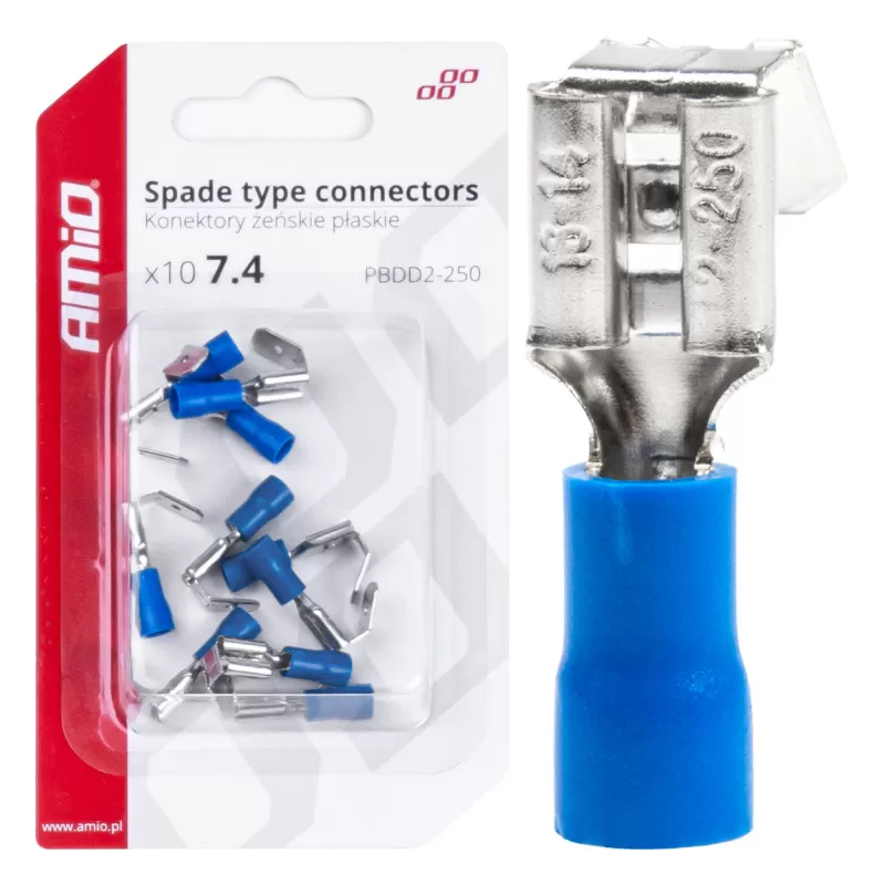 Plokščio tipo gnybtai 7,4/6,3mm 1,5-2,5mm² 15A, 10 vnt.