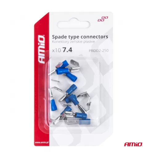 Plokščio tipo gnybtai 7,4/6,3mm 1,5-2,5mm² 15A, 10 vnt.