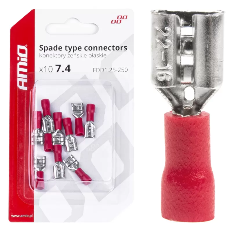 Plokščio tipo gnybtai 7,4mm 0,5-1,5mm² 10A, 10 vnt.