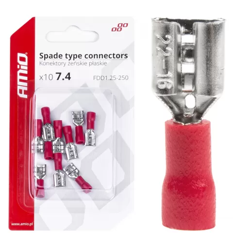Plokščio tipo gnybtai 7,4mm 0,5-1,5mm² 10A, 10 vnt.