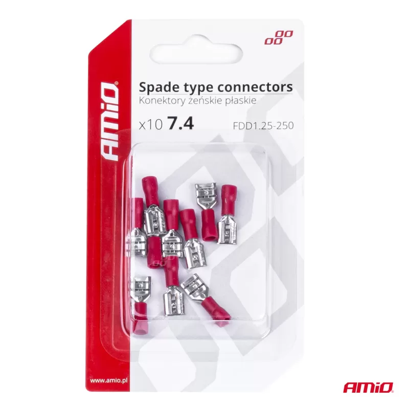 Plokščio tipo gnybtai 7,4mm 0,5-1,5mm² 10A, 10 vnt.