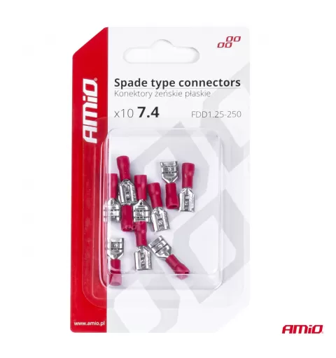 Plokščio tipo gnybtai 7,4mm 0,5-1,5mm² 10A, 10 vnt.