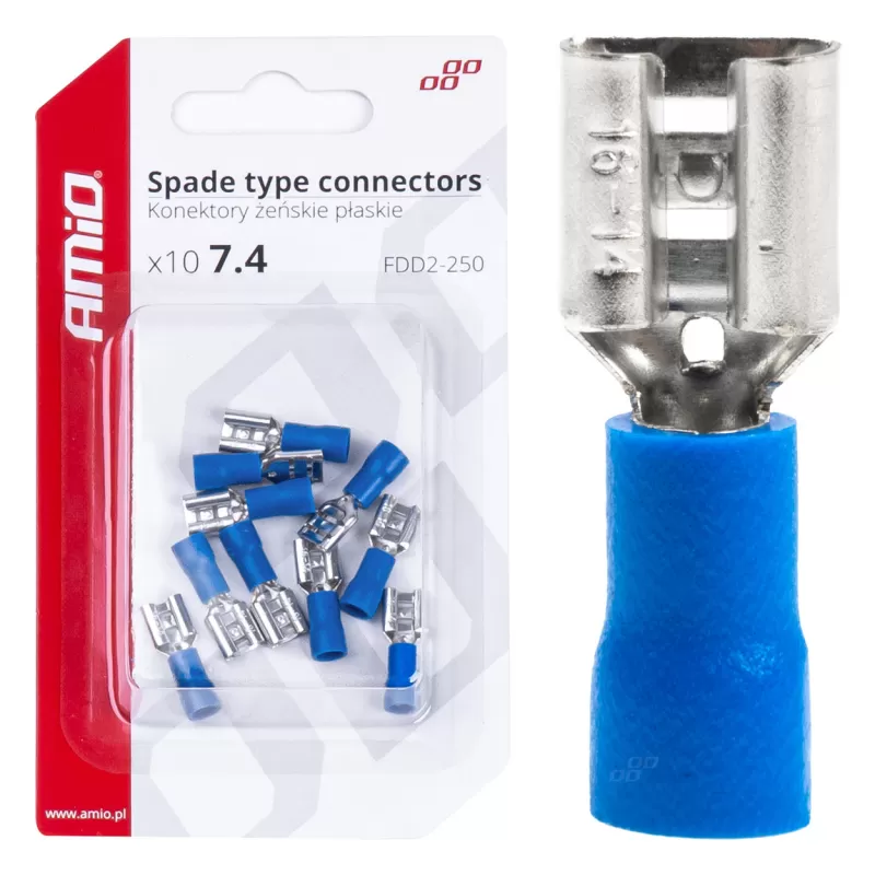 Plokščio tipo gnybtai 7,4mm 1,5-2,5mm² 15A, 10 vnt.
