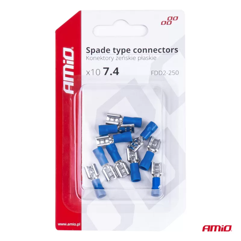 Plokščio tipo gnybtai 7,4mm 1,5-2,5mm² 15A, 10 vnt.