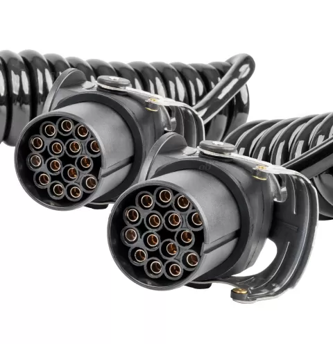 Spiralinis laidas TIR 2x 15 kontaktų 5m 24V AMIO-04382